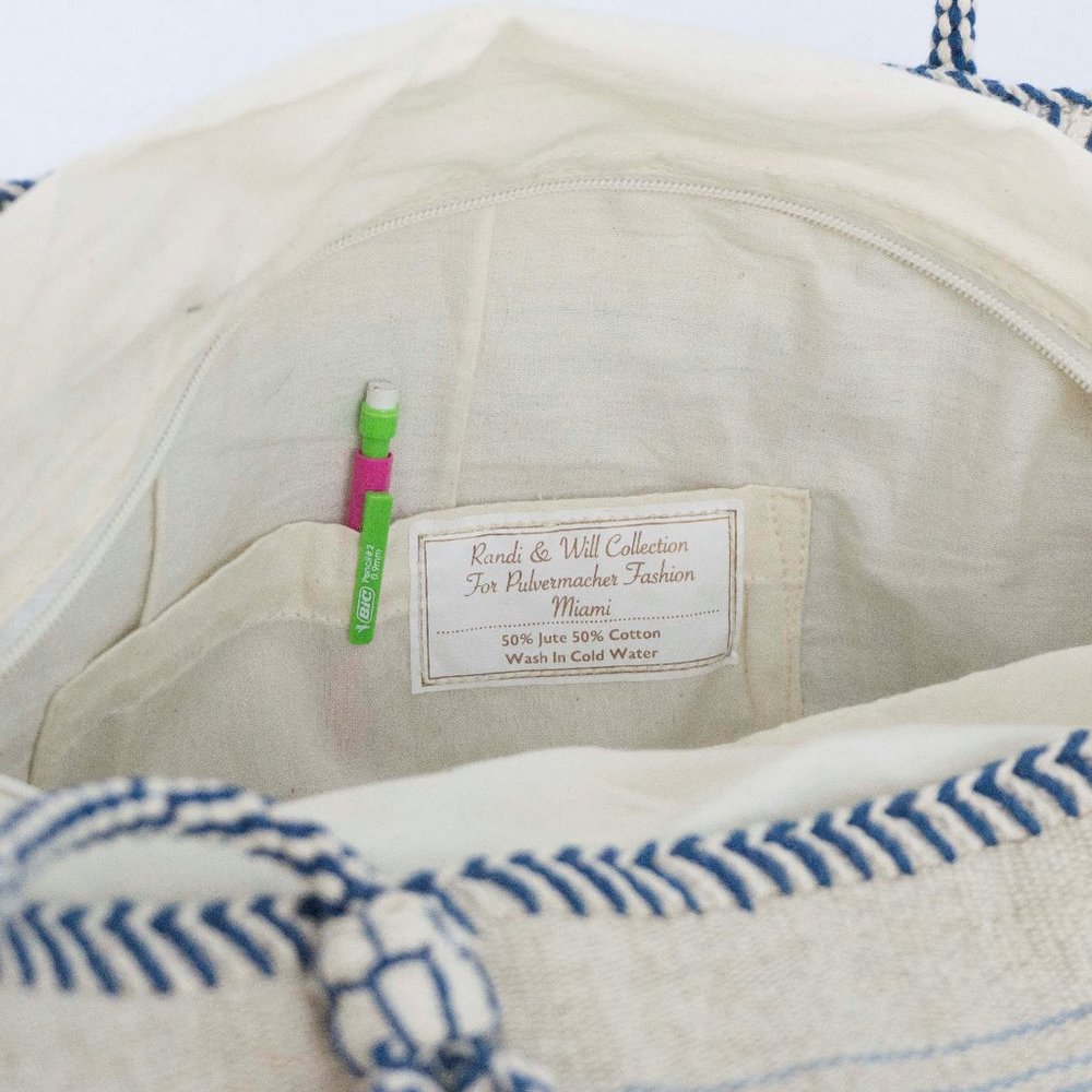 Tote bag xl with zipper jute cotton handmade - Picture 4 of 6